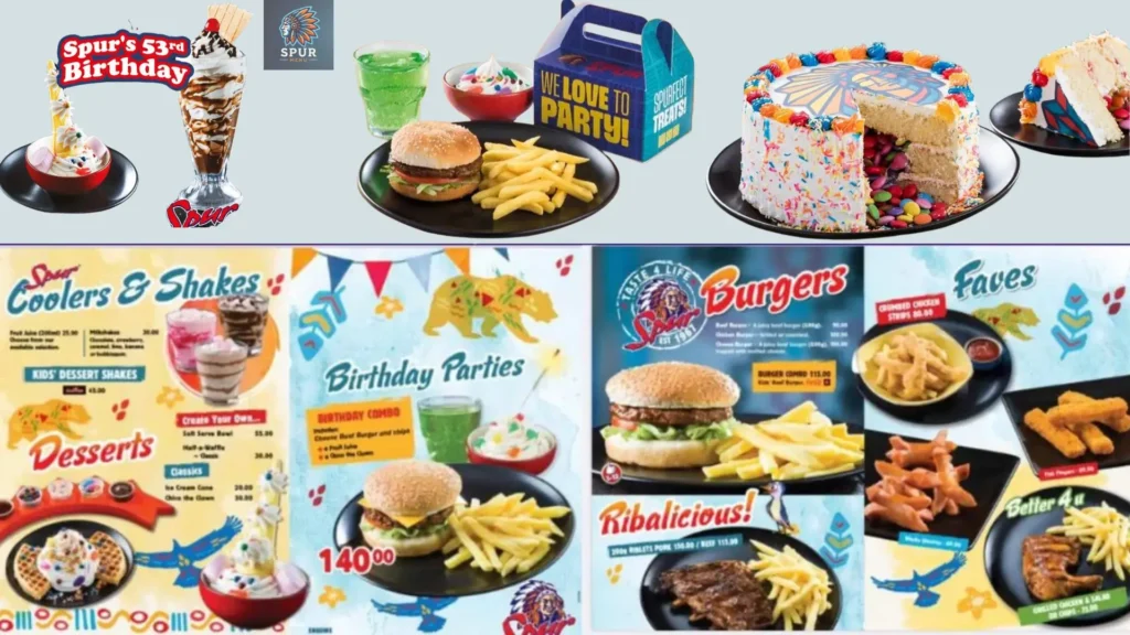 Birthday Parties at Spur Menu 