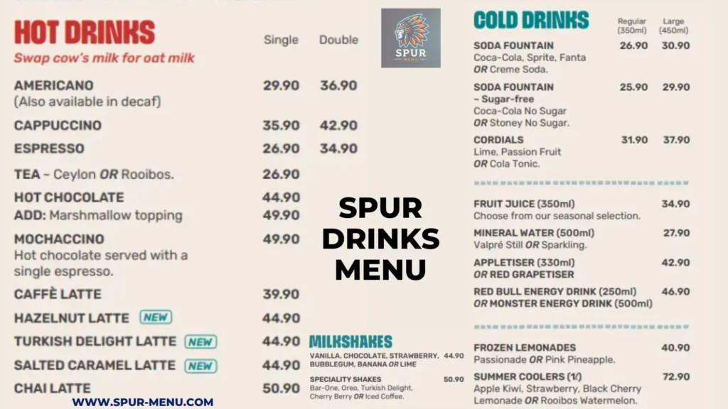 Spur Cold Drinks Menu