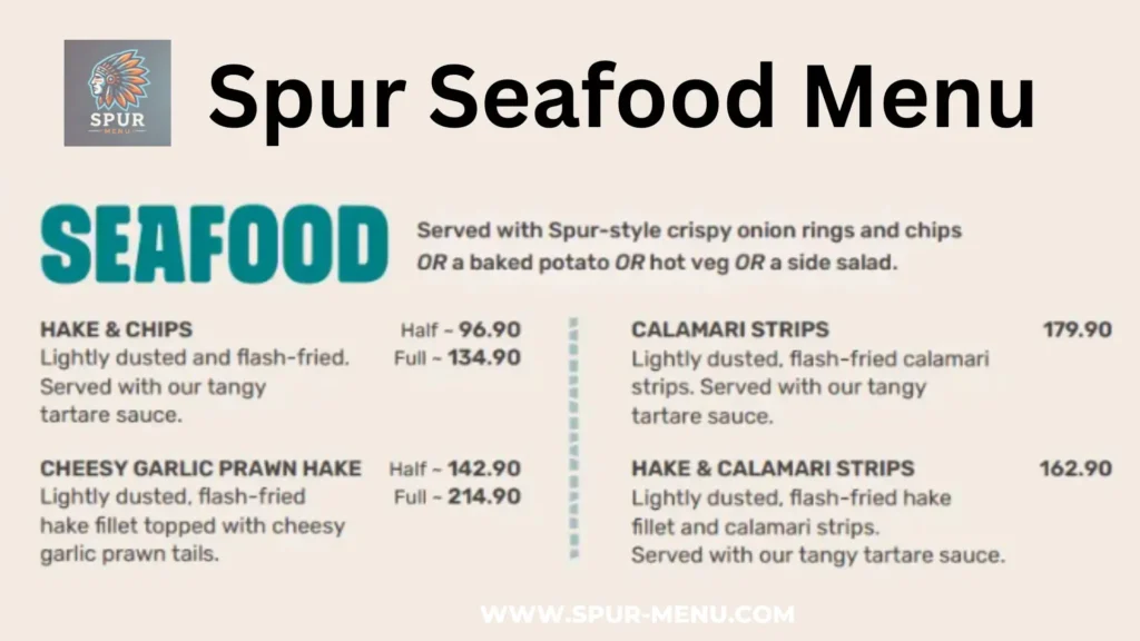 Spur Seafood Menu price